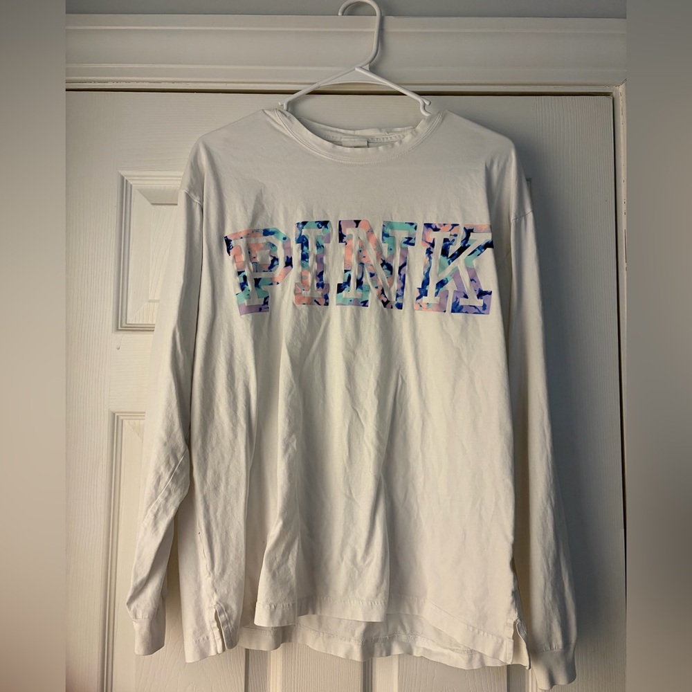 PINK Victoria's Secret White Long Sleeve Top